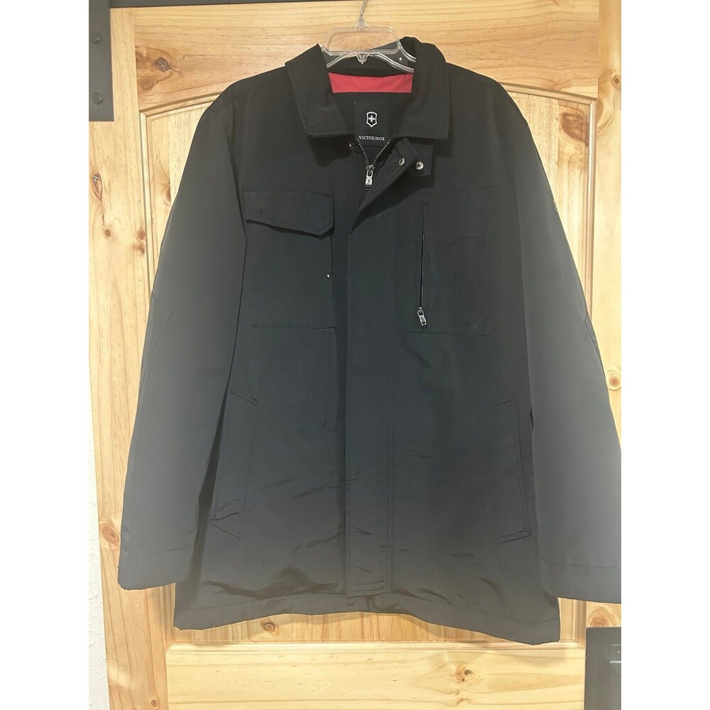 Victorinox Swiss Army Technical Jacket Black Fleece Lining Pockets Extra Large